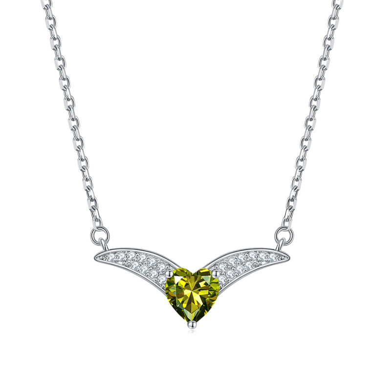 925 Sterling Silver Zodiac Heart Pendant Necklace - Elegant V-Collarbone Chain