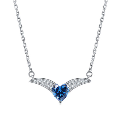 925 Sterling Silver Zodiac Heart Pendant Necklace - Elegant V-Collarbone Chain