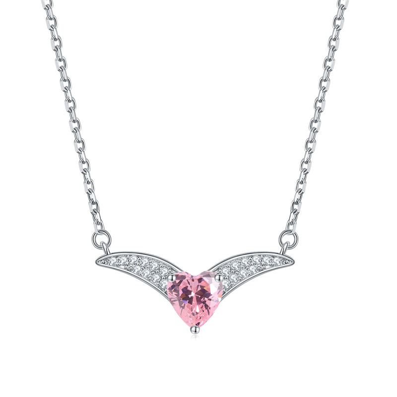 925 Sterling Silver Zodiac Heart Pendant Necklace - Elegant V-Collarbone Chain