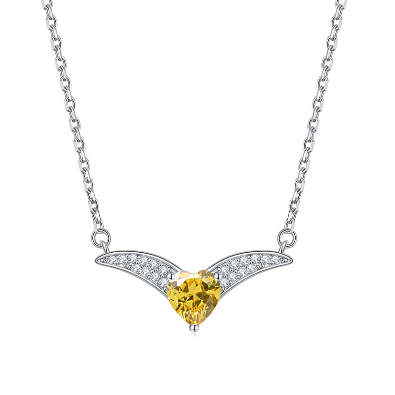 925 Sterling Silver Zodiac Heart Pendant Necklace - Elegant V-Collarbone Chain