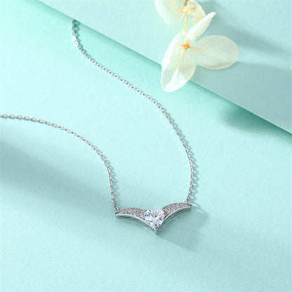 925 Sterling Silver Zodiac Heart Pendant Necklace - Elegant V-Collarbone Chain