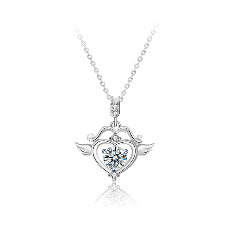 925 Sterling Silver Zodiac Pendant Necklace with 0.5ct Moissanite Cross Chain Cupid Arrow Design Business Casual Jewelry