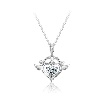 925 Sterling Silver Zodiac Pendant Necklace with 0.5ct Moissanite Cross Chain Cupid Arrow Design Business Casual Jewelry