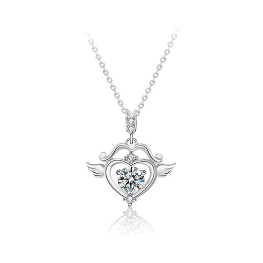 925 Sterling Silver Zodiac Pendant Necklace with 0.5ct Moissanite Cross Chain Cupid Arrow Design Business Casual Jewelry