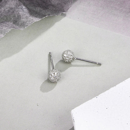 925 Sterling Silver 'Fu' Character Stud Earrings with CZ - Chinese Style Blessing Earrings for Women