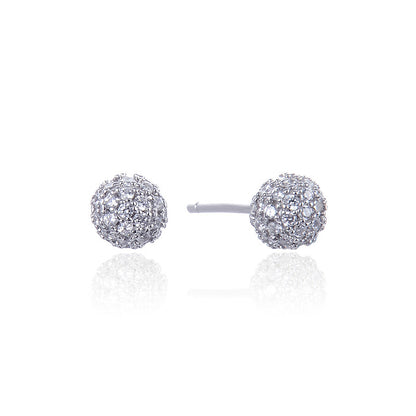 925 Sterling Silver 'Fu' Character Stud Earrings with CZ - Chinese Style Blessing Earrings for Women