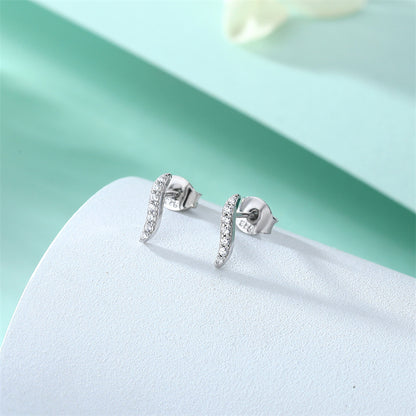 925 Sterling Silver 'S' Letter Stud Earrings – Elegant Alphabet Zircon Initial Jewelry