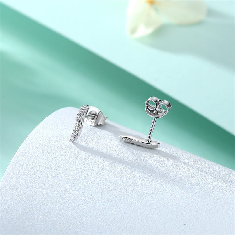 925 Sterling Silver 'S' Letter Stud Earrings – Elegant Alphabet Zircon Initial Jewelry