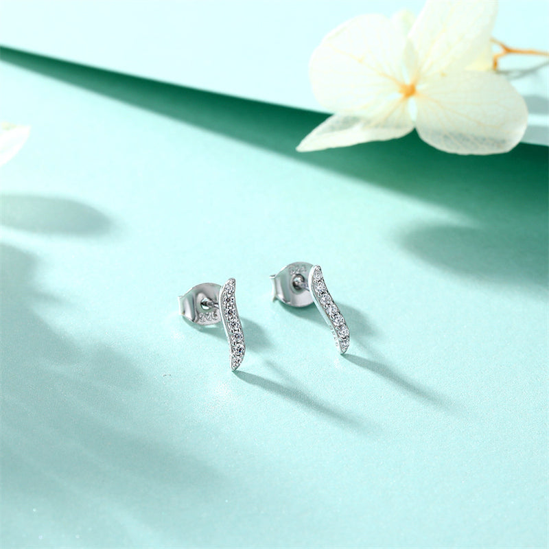 925 Sterling Silver 'S' Letter Stud Earrings – Elegant Alphabet Zircon Initial Jewelry