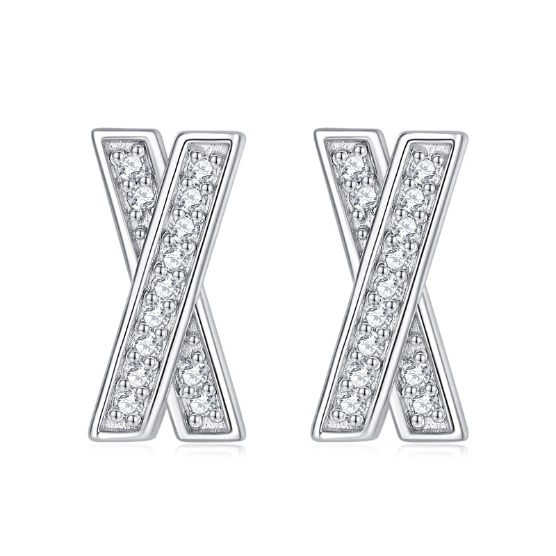 925 Sterling Silver 'X' Letter Stud Earrings – Minimalist Zircon Initial Jewelry