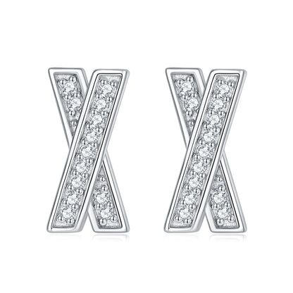 925 Sterling Silver 'X' Letter Stud Earrings – Minimalist Zircon Initial Jewelry