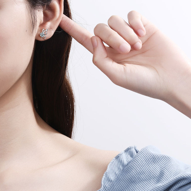 925 Sterling Silver 4-Prong Butterfly Moissanite Stud Earrings - 0.6CT/1CT with Zircon Accents