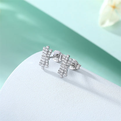 925 Sterling Silver Bow Earrings for Women Elegant Zircon Stud Earrings White Gold Plated