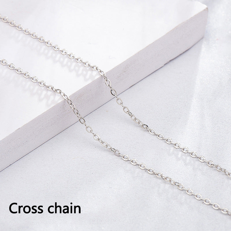 925 Sterling Silver Chains - 9 Style Options in 40+5cm Length with White Gold Plating (Customizable)