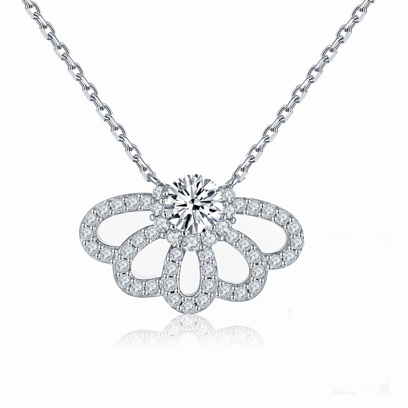 925 Sterling Silver Crown Pendant Necklace - Elegant Snake Chain with Zirconia Accents