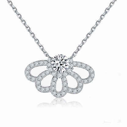 925 Sterling Silver Crown Pendant Necklace - Elegant Snake Chain with Zirconia Accents