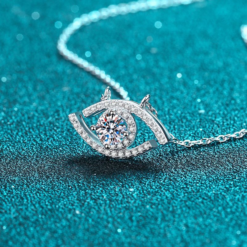 925 Sterling Silver Evil Eye Pendant Necklace - 0.5CT Moissanite Instagram-Worthy Talisman