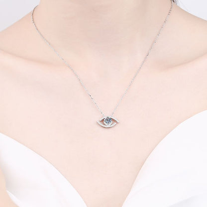 925 Sterling Silver Evil Eye Pendant Necklace - 0.5CT Moissanite Instagram-Worthy Talisman