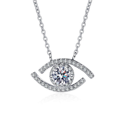 925 Sterling Silver Evil Eye Pendant Necklace - 0.5CT Moissanite Instagram-Worthy Talisman