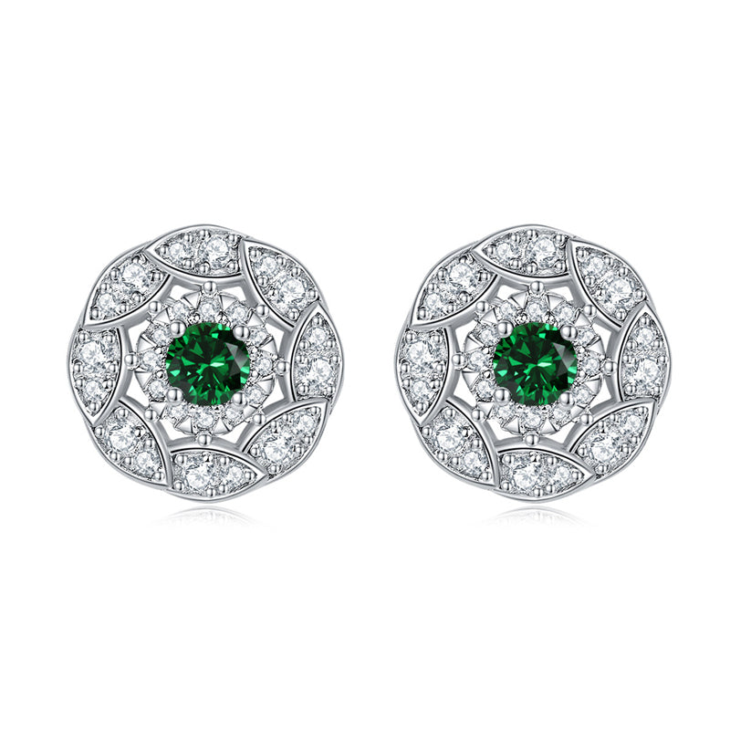 925 Sterling Silver Floral Zircon Stud Earrings – Whimsical Birthstone Flower Collection