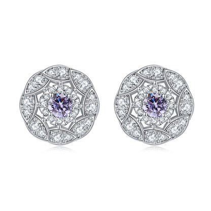 925 Sterling Silver Floral Zircon Stud Earrings – Whimsical Birthstone Flower Collection