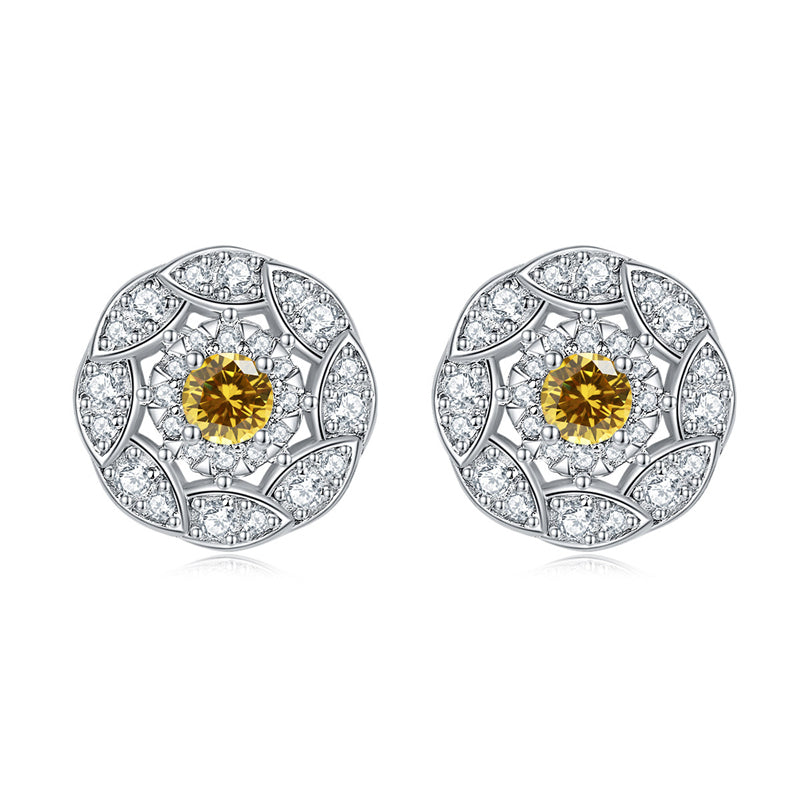 925 Sterling Silver Floral Zircon Stud Earrings – Whimsical Birthstone Flower Collection