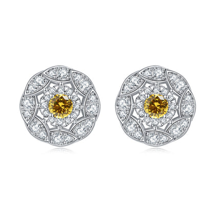 925 Sterling Silver Floral Zircon Stud Earrings – Whimsical Birthstone Flower Collection