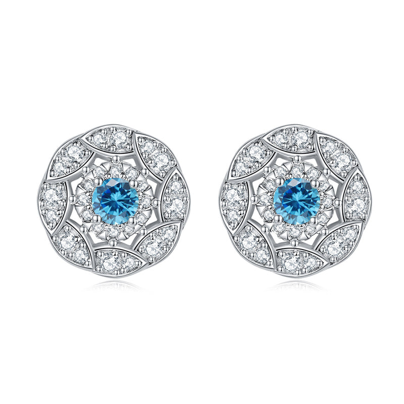 925 Sterling Silver Floral Zircon Stud Earrings – Whimsical Birthstone Flower Collection