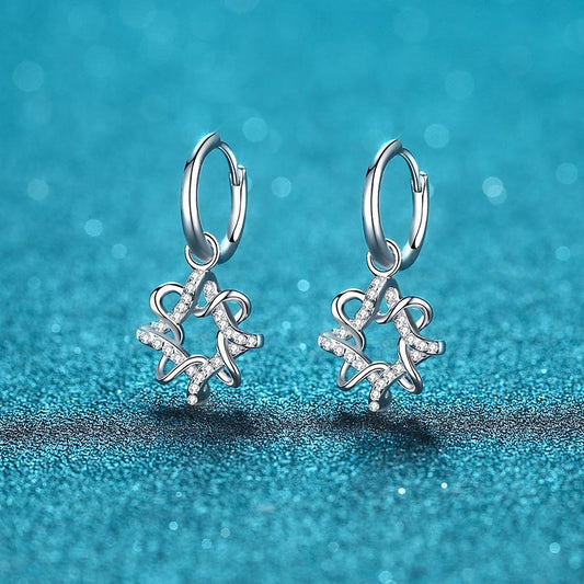 925 Sterling Silver Geometric Stud Earrings with 0.28ct Moissanite – Minimalist Chinese Lucky Cloud Design