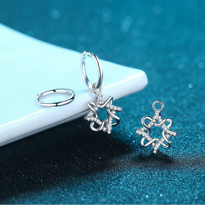 925 Sterling Silver Geometric Stud Earrings with 0.28ct Moissanite – Minimalist Chinese Lucky Cloud Design