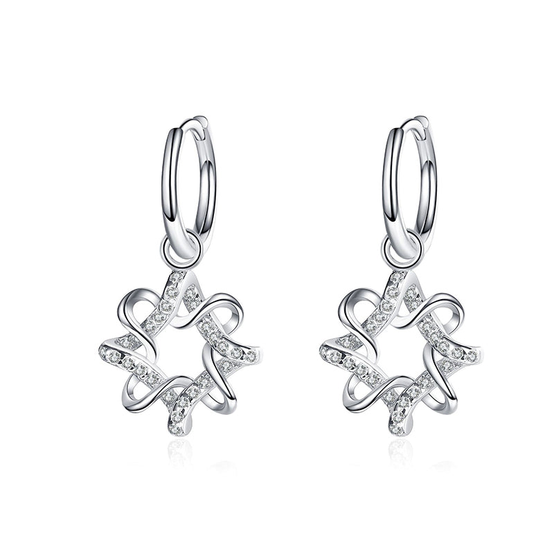 925 Sterling Silver Geometric Stud Earrings with 0.28ct Moissanite – Minimalist Chinese Lucky Cloud Design