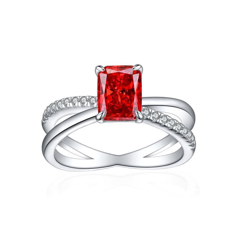 925 Sterling Silver Ice-Cut Square Gemstone Ring - Elegant Bow Design High Carbon Diamond Women's Band