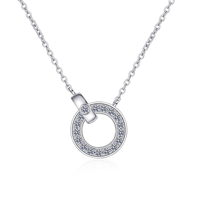 925 Sterling Silver PT950-Plated Initial Pendant Necklace - 0.45CT Moissanite Dainty Collarbone Chain