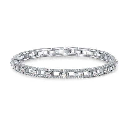Urban Street Style 5-Layer Rhodium Plated Moissanite Bracelet - 3-3.5ct Full Moissanite Cartoon Design (3 Size Options)