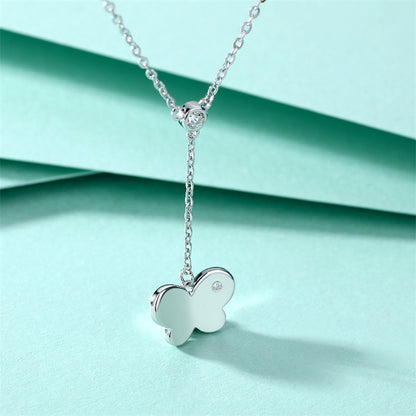 925 Sterling Silver Tassel Butterfly Pendant Necklace - Elegant Layered Chain for Women