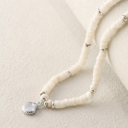 White Shell Pendant Copper O-Chain Necklace