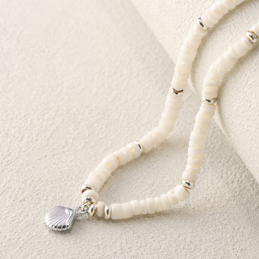 White Shell Pendant Copper O-Chain Necklace