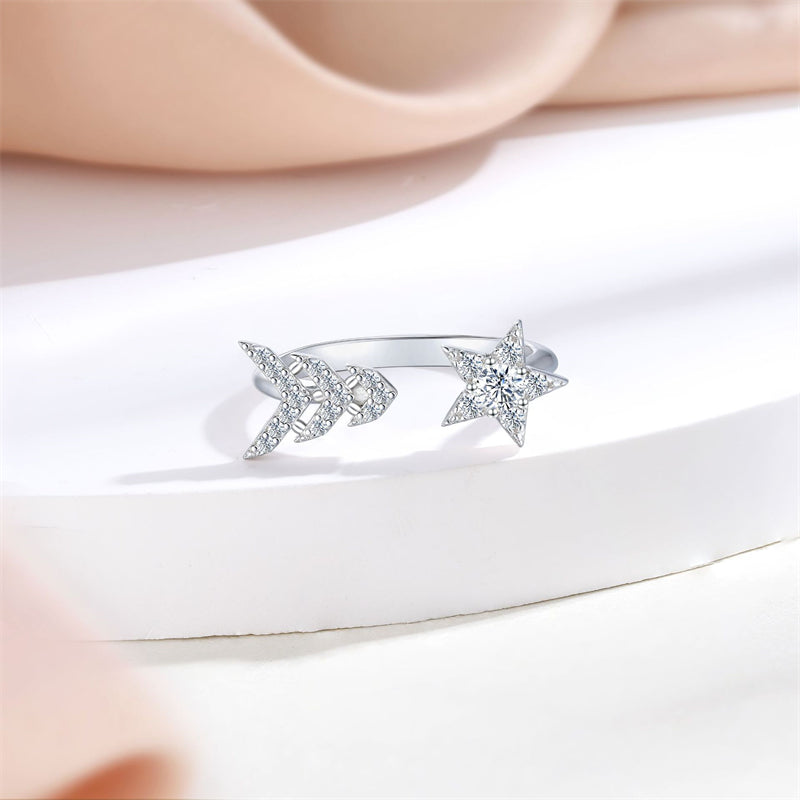 Adjustable Crown 925 Silver Ring - Elegant Open Band with Geometric Detailing