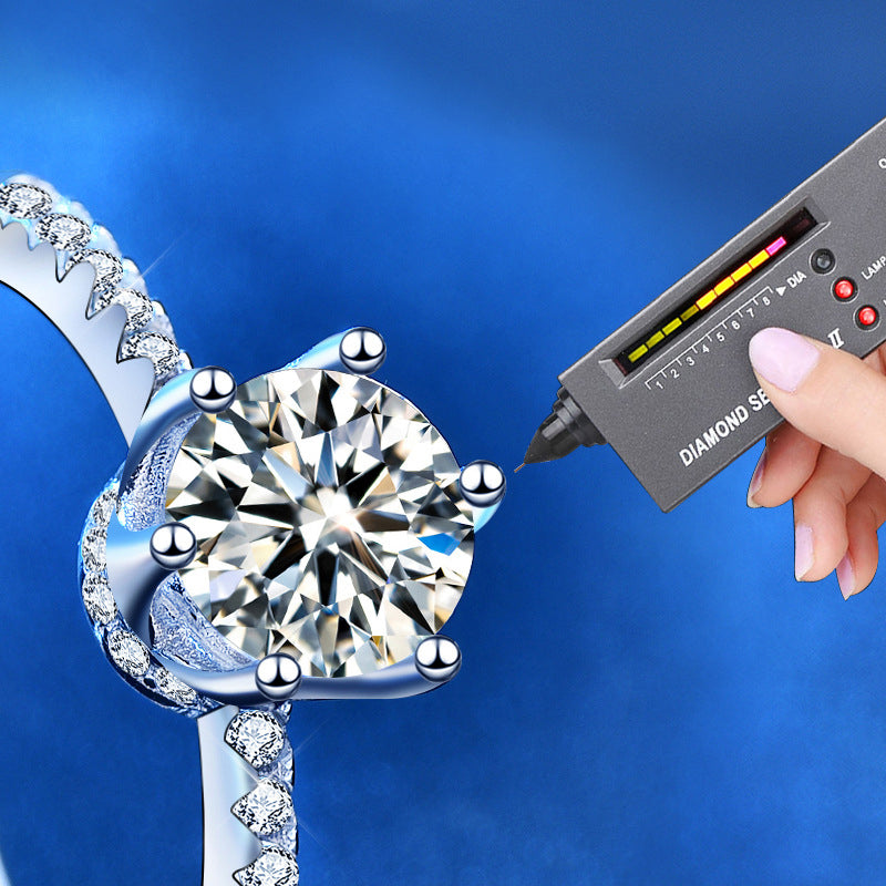 Adjustable Crown Design 925 Silver Ring Set with 1ct & 0.5ct Moissanite Instagram Style Women's Jewelry