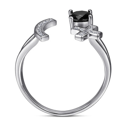 Adjustable S925 Sterling Silver Initial Ring – Floral Korean-Style Jewelry