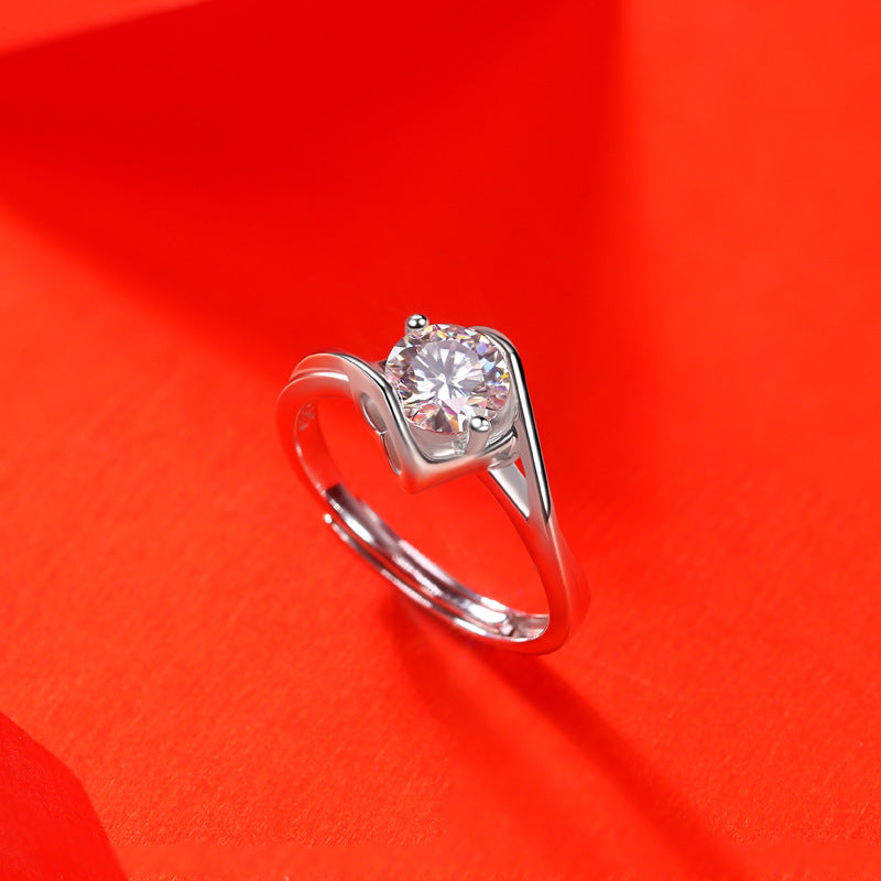 Angelic Geometric Ring with Moissanite