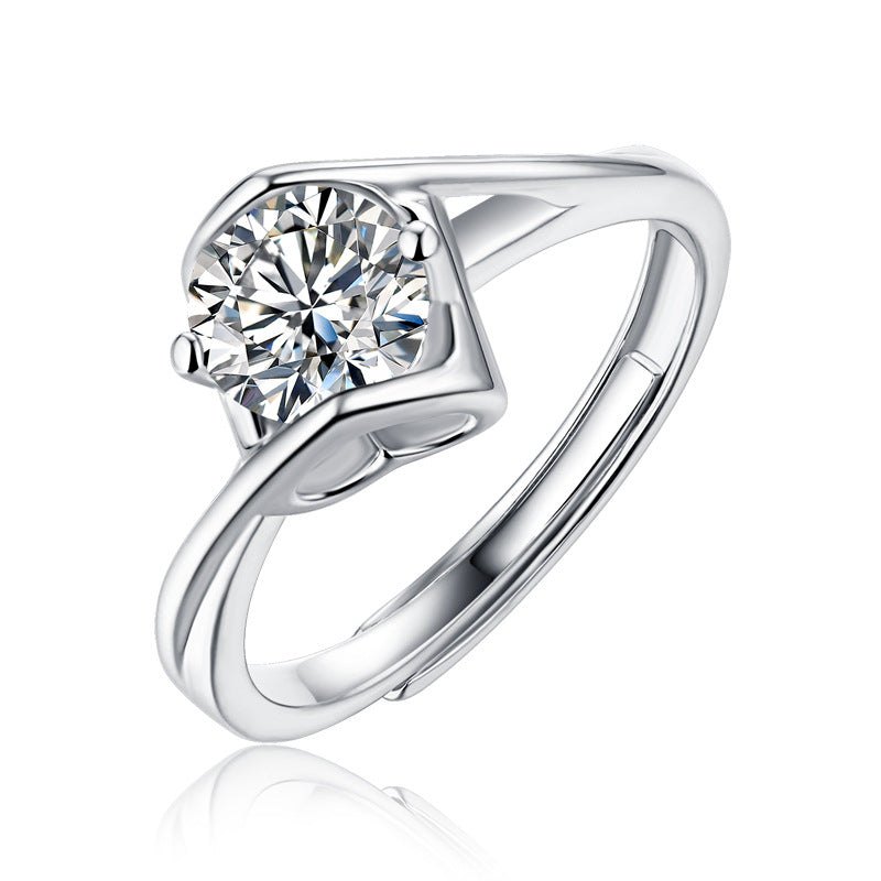 Angelic Geometric Ring with Moissanite