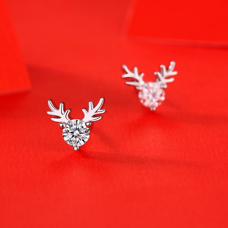 Antler Moissanite Stud Earrings in 925 Silver