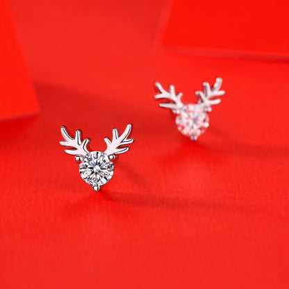 Antler Moissanite Stud Earrings in 925 Silver