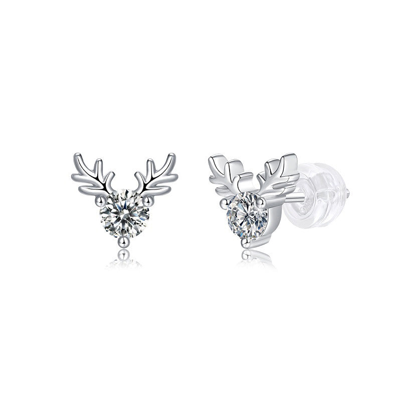 Antler Moissanite Stud Earrings in 925 Silver