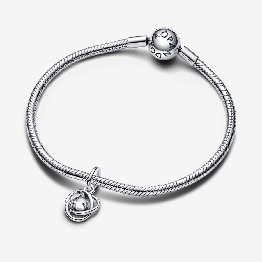 April Clear Eternity Circle Dangle Charm