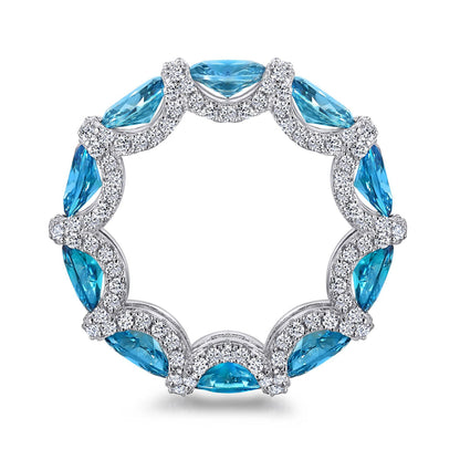 Aquamarine & Diamond 925 Silver Ring - Edgy Sweet-Cool Stackable Band