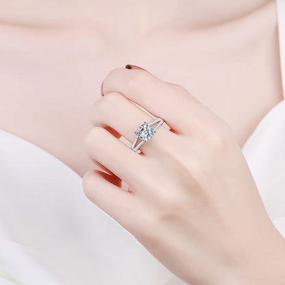 Asscher Cut 2ct Moissanite Statement Ring in 925 Sterling Silver | Micro-Pavé Band Monster Design