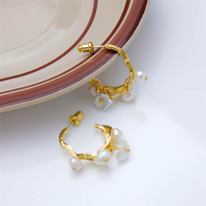 Asymmetric Geometric Drop Earrings in Genuine Gold Plating