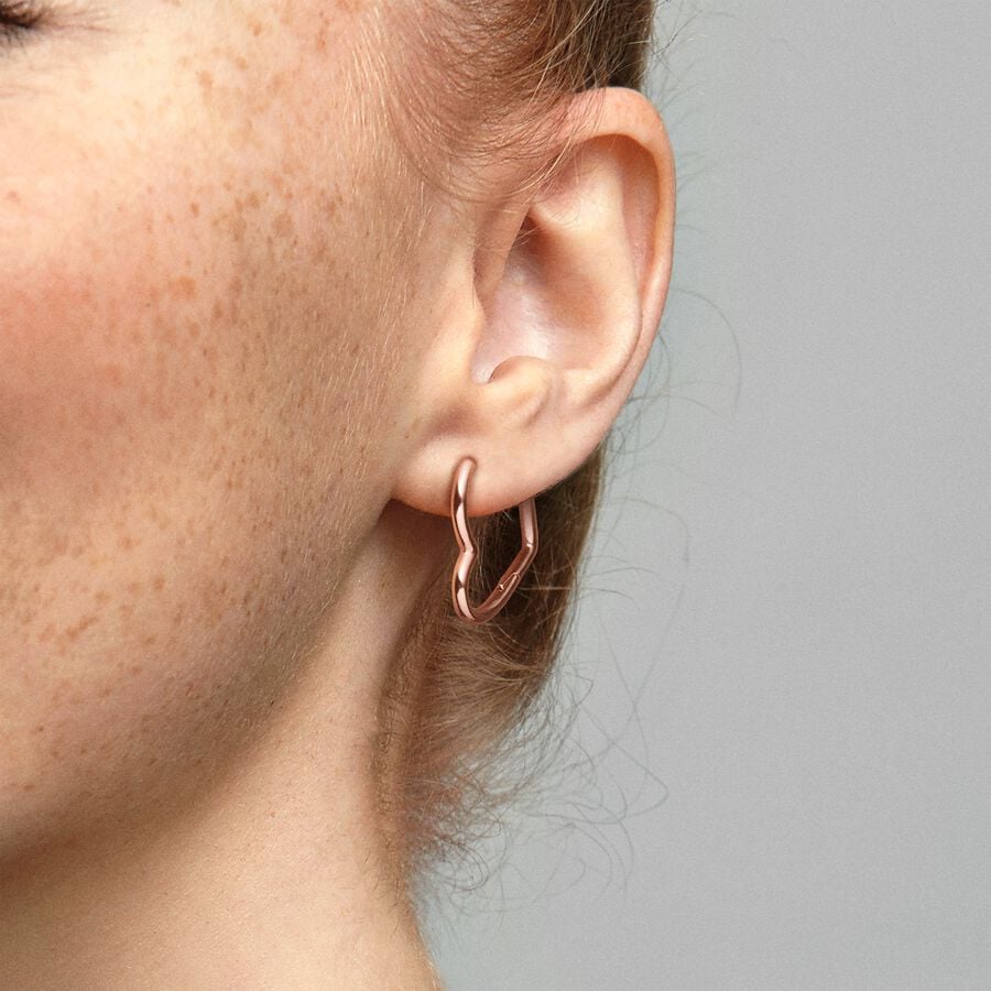 Asymmetrical Heart Hoop Earrings